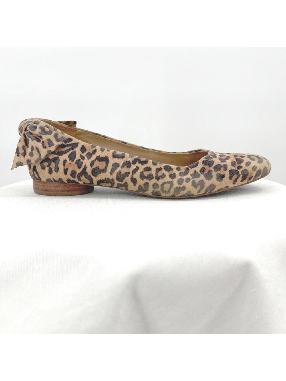Bernardo Eloisa Leather Bow Flats Leopard Brown Shoes 7.5